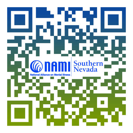 A blue-to-green gradient of the QR code to NAMI Southern Nevada